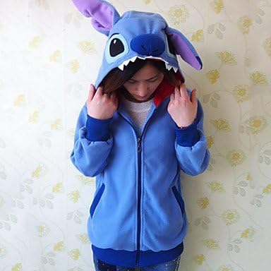 XXL Unisex Polar Fleece Blue Stitch Kigurumi Hoodie , s