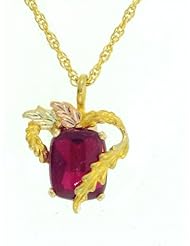 Classy! 10k Yellow-gold Black Hills Gold 10x8mm (January-Birthstone) created Garnet pendant-necklace