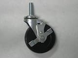 Swivel caster with brake, 3 diameter x 13/16 wide hard rubber wheel with nylon bearing. 3/8-16 x 1 1/4 threaded stem. 110 pound load capacity.