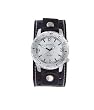 Nemesis # SHT556S Black Divers Light Up Dail Wide Leather Cuff Band Watch
