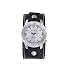 Nemesis # SHT556S Black Divers Light Up Dail Wide Leather Cuff Band Watch