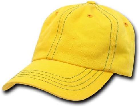 New Contra Stitch Washed Polo Cap Hat, Yellow