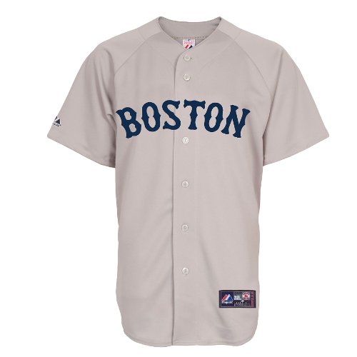 MLB Men's Boston Red Sox Jon Lester Road Gray Short Sleeve 6 Button Synthetic Replica Baseball Jersey Spring 2012  (Road Gray, Large)