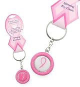 Breast Cancer Awareness Pink Ribbon Spinning Keychain