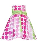 Rare Editions Toddler Girls 2T-4T Pink Lime Dots Shantung Dress - 4T