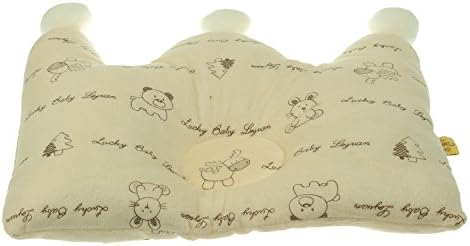 KBS 10.6*10.6 Inches Lovely Crown Pillow ,100% Cotton Baby Infant Toddler Anti Roll Positioner Pillow, Pevent Flat Head For 3 Months- 3 Year (Yellow Crown)