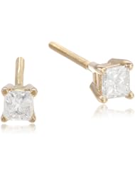 IGI Certified 14k Gold Princess-Cut Diamond Studs (0.25 cttw, H-I Color, I1-I2 Clarity)