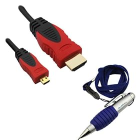 GTMax 10FT Micro-HDMI to HDMI Cable (Red / Black) for Acer Iconia A500; ASUS Vivo Tab RT, PadFone(Station); Coby Kyros MID7026; Motorola DROID RAZR MAXX HD/ HD XT926, Droid X/X2, Droid Bionic XT865/XT875; FujiFilm FinePix XP150; Olympus E-PM2, E-PL5, TG-1 iHS, and Other Tablet /CellPhone/Camera with