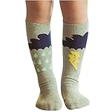 Plus Nao(プラスナオ) 子供用 ハイソックス 靴下 雲＆雷デザイン 女の子 男の子 0才-6才 肌着 下着 くつ下 ベビー キッズ ジュニア 0-1才 イエロー