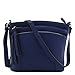Triple Zipper Pocket Medium Crossbody Bag (Navy)
