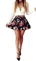 Sexy Long Sleeves Bubble Dress Cotton Floral Print Vintage  Dress