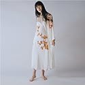 Silk Nightgown by TexereSilk, Nightgown Robe Set in 100% Silk, Hand Painted -- Royal Peacocks