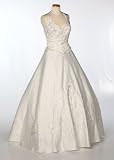 Review   / Ivory Satin Embroidered Wedding Gown w/ Detachable Train