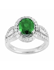 18K White Gold Emerald and Diamond Ring -- LIFETIME WARRANTY