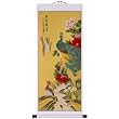 Hand-Painted 48" Oriental Wall Art Scroll - Phoenix & Peonies With White Border
