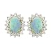14K Yellow Gold Oval Opal & Diamond Earrings