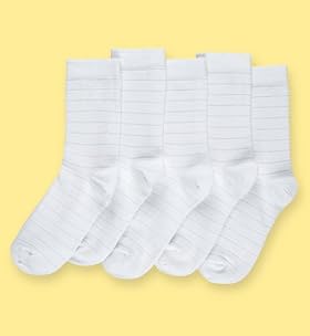 5 Pairs of Older Girls' Cotton Rich Sparkle Stripe Socks