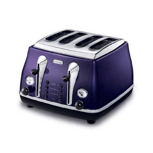 DeLonghi Icona 4-Slice Toaster, Aubergine Purple