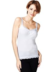Indigo Collection Pure Cotton Lace Trim Vest Top