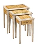 3pcs Summer Floral Beige & Sage Green Nesting Tables
