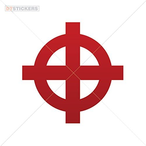 Vinyl Sticker Decals Cross Symbol Sports Bike body rock hieroglyph glow (13 X 13 Inches) Red Dark