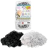5000 pc Rubber Band Refill Mega Value Pack with Clips - 100% Compatible with all Looms Black / White
