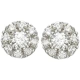 14K White Gold Prong Set Round Diamond Flower Stud Earrings (0.39 ctw, G-H, SI1)