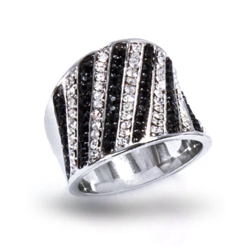 Bling Jewelry Plus Size Jewelry Black White CZ Diamond Cocktail Ring