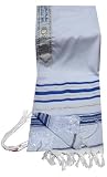 Acrylic Tallit (imitation Wool) Prayer Shawl in Blue and Gold Size 24 L X 72 W