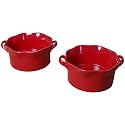 BIA Cordon Bleu Wavy 16-Ounce Round Souffles, Set of 2, Red