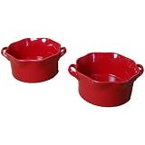 BIA Cordon Bleu Wavy 16-Ounce Round Souffles, Set of 2, Red by BIA Cordon Bleu