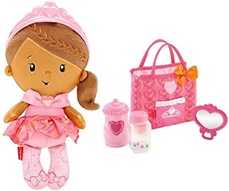 Set of 2: Fisher-Price Princess Chime African-American Doll &amp; Fisher Price Princess Mommy Care and Carry Tote