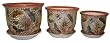 Porcelain pots / planters set of 3 - hand painted gold filigree work, Butterfly design