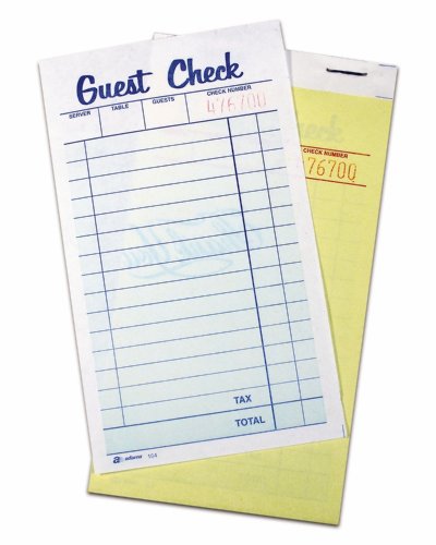 Adams Guest Check Pad, Carbonless, 3.5 x 6.88 Inches, White and
