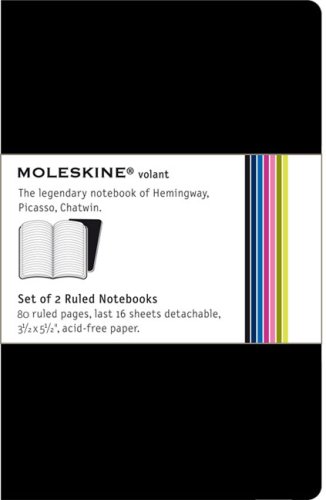 Moleskine Volant Notebook Ruled, Black Pocket: Set of 2