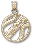 Chicago White Sox Solid 10K Gold ''SOX'' Pierced Baseball Pendant
