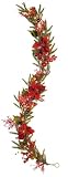 GKI Bethlehem Lighting Mixed Poinsettia 6-Foot Christmas Garland with 50 Clear Mini