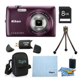 Nikon COOLPIX S4300 16MP 3-inch Touch Screen Digital Camera 8GB Purple Bundle