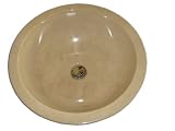 16 Dia. 6 Height Decorative Verona Neutral Beige Marble Bathroom Sink Vessel Lavatory Bowl Wash Basin Drop-In with Flat Self Rimming