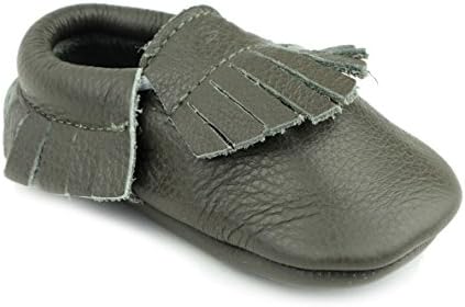 Kids Child Unisex Baby Boy Girl Pre-Walker Leather Moccasin Slip-on Shoes, Gray Grey 12-18M