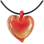 Antica Murrina Passione - Red & Gold Murano Glass Heart Pendant