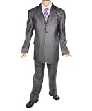 American Exchange Shark Stripe 3-Piece Suit (Sizes 8 - 20) - charcoal, 10