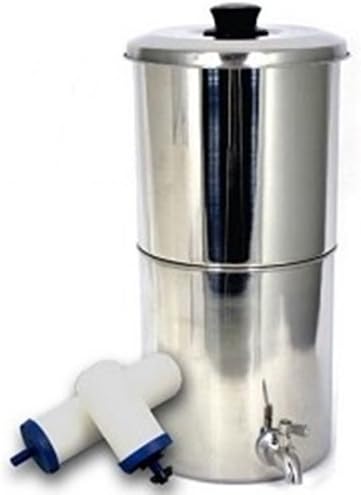 ProPur Big Brushed Stainless Steel Water Purification + 3 of the Newest Proone-G 2.0 7" Filter Elements - Raises pH, Removes Chemicals, Fluoride, Sediment