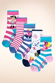 5 Pairs of Younger Girls Assorted Pirate Socks