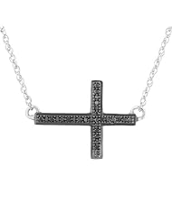 Black Diamond Sideways Cross Necklace