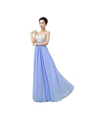 Backless Crystal Beaded Pleated Polyester/Viscose Evening Dress 