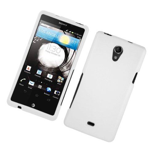 Protector Cover Snap On Hard Rubber Case For Sony Xperia TL LT30at - White