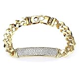 2.90 Cttw Mens Diamond Curb ID Bracelet 14k Yellow Gold 8 1/2" (H Color, SI1-SI2 Clarity)