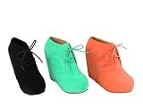 Glaze Camilla-01 Lace Up Wedge Platform Booties