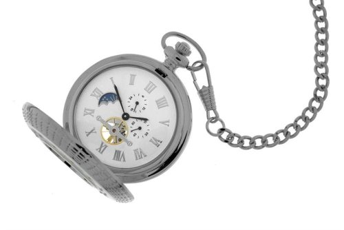 Herren Mechanische Taschenuhr Sonne/Mond offene Unruh mechanisch Taschenuhr